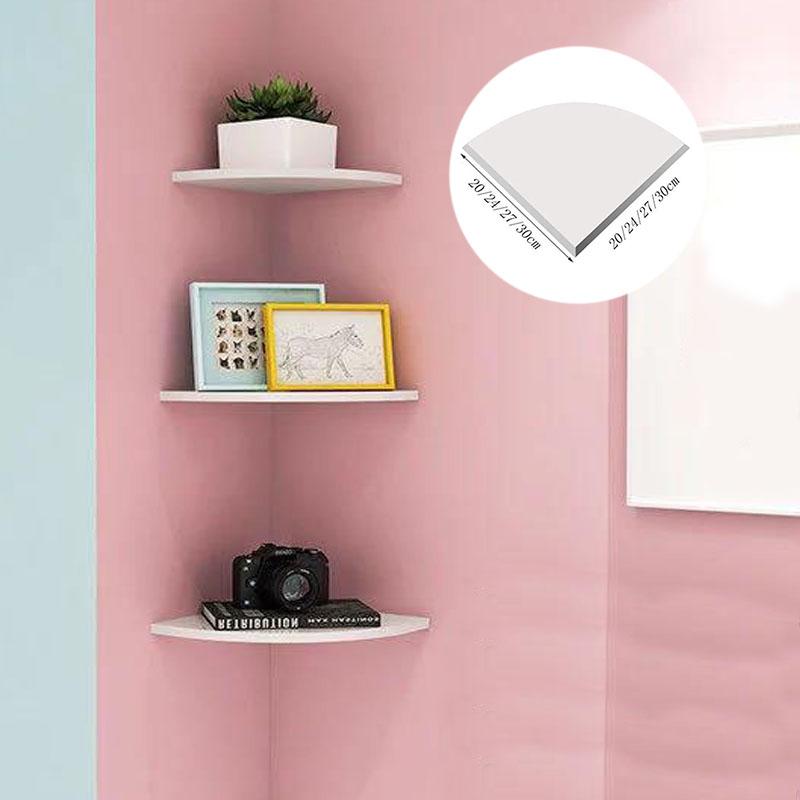 Right Angle Wall Mounted Platform Quarter Storage Rack Corner Display Stand Wood Shelf for Bathroom Kitchen