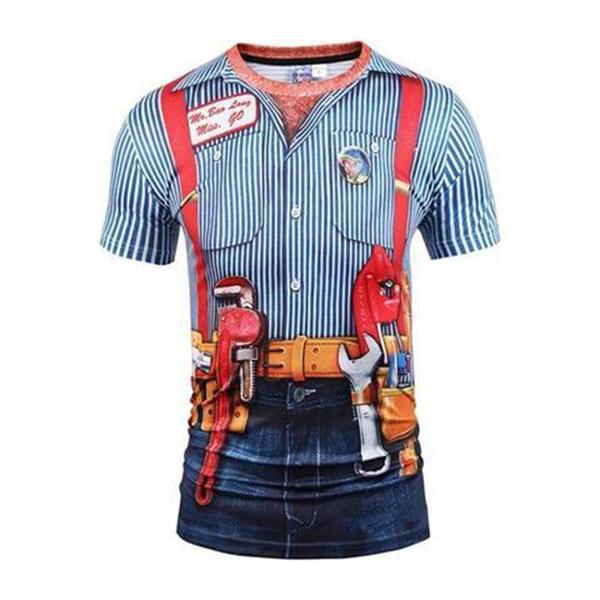 Half-sleeve Clothes Summer Men's Round Neck Short-sleeved T-shirt Top 3D Creative Art Print T-shirt