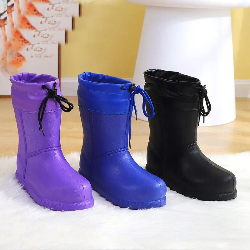 Winter Warm Outdoor Waterproof Snow Boots Women's Boots Non-slip Flat-bottomed Tube Thickened Plus Velvet Cotton Shoes Cotton Boots
