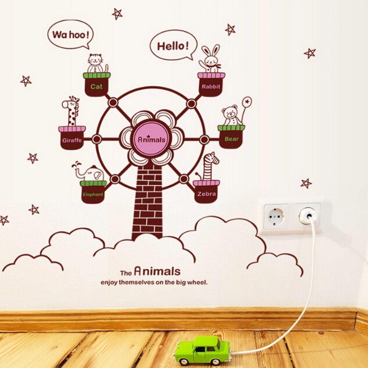 Children's room kindergarten play bedroom stickers wallpaper animal family wall sticker