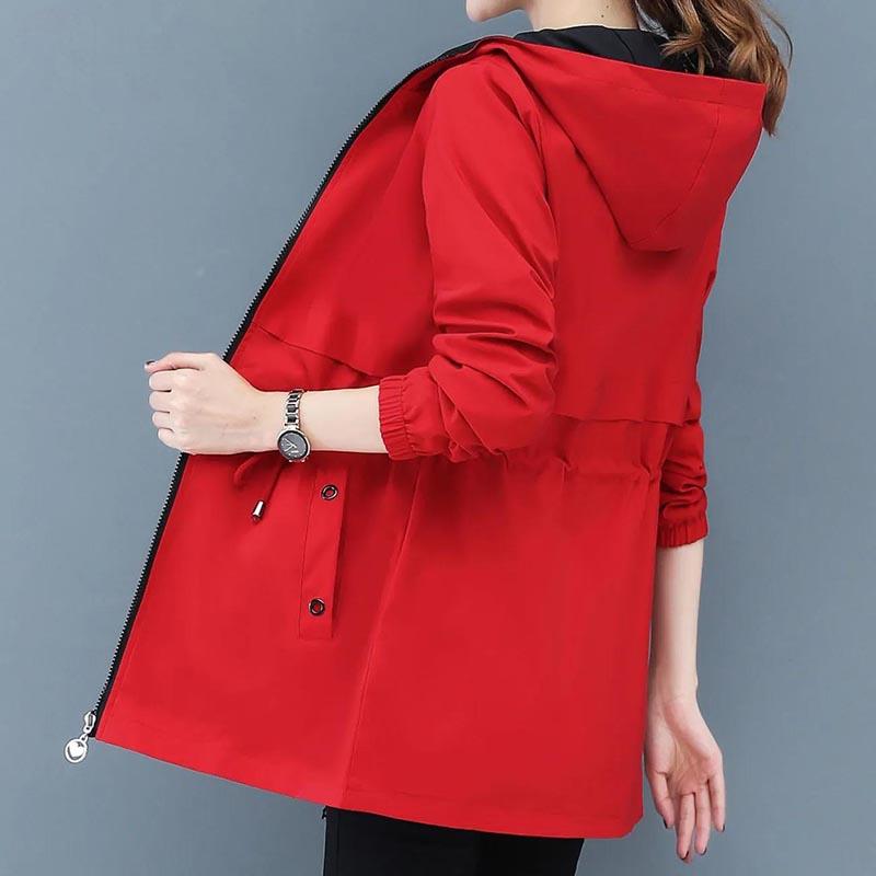 Reversible Mid-length Spring and Autumn Coat Women's Large Size Loose Jacket All-match Raincoat