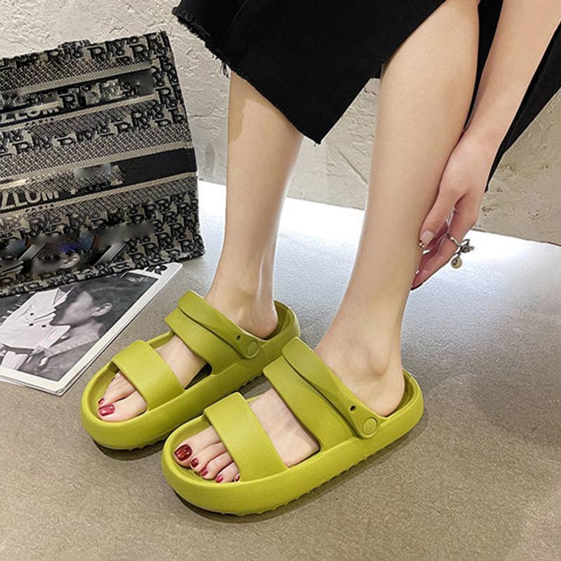 Slippery Shoes Women's Summer Outside Wear Home Bathroom Bath Non-slip Sponge Cake Bottom Net Red Sandals and Slippers