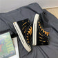 Canvas shoes men's high-top sneakers Korean casual wild tide shoes small dirty orange mid-top shoes