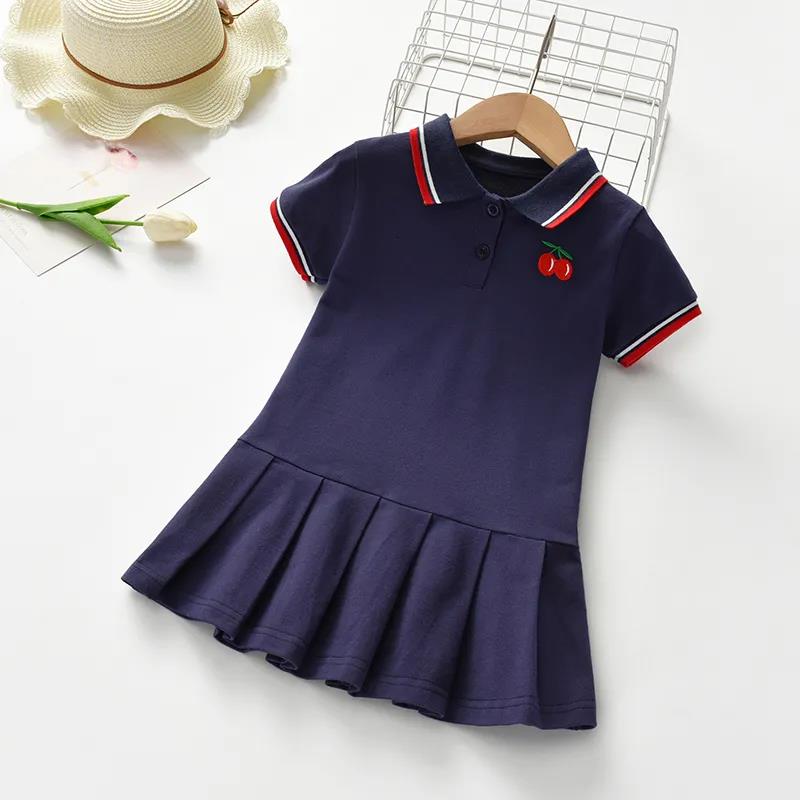 Summer Baby Girls Casual Clothes Dress Cherry Print Short Sleeve Dress Kids Toddler Pageant Dresses