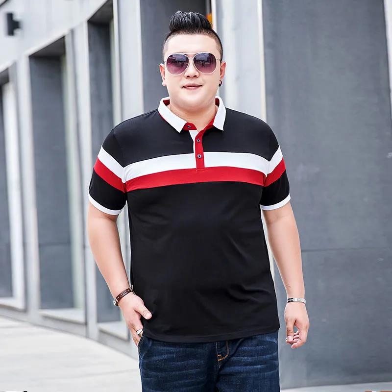 150KG Large Fatty Short Sleeve T-Shirt Male Large Size Fat Plus Fat Cotton Thin Polo Shirt Top