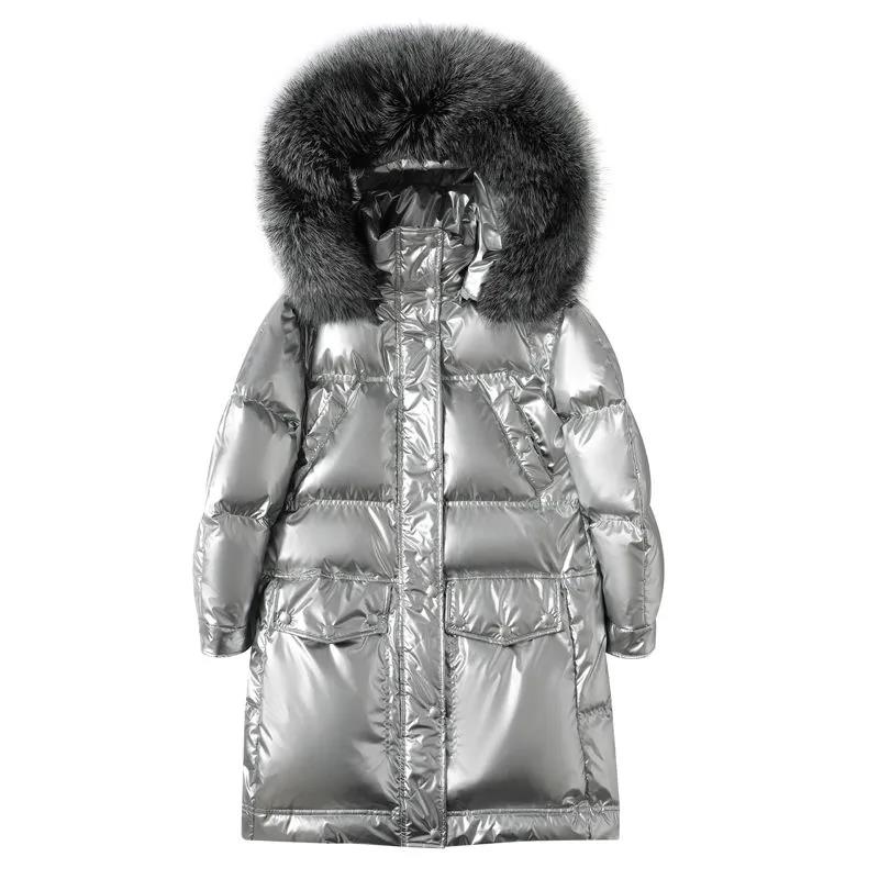 Disposable Bright Face Down Jacket Women's Mid-length White Duck Down Korean Style Loose Thick Winter Student Jacket