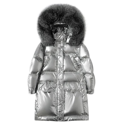 Disposable Bright Face Down Jacket Women's Mid-length White Duck Down Korean Style Loose Thick Winter Student Jacket