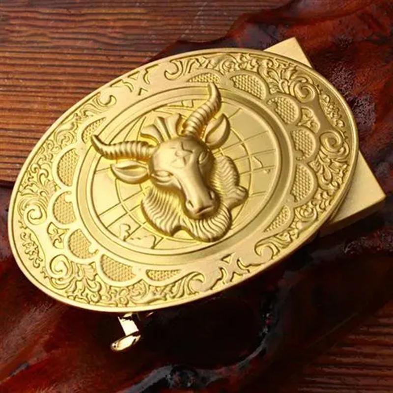 Men's Faucet Belt Buckle Pure Copper Brass Belt Trousers Lead Belt Clip Belt Automatic Buckle Copper Head