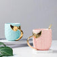 400ml Creative Ceramic Mermaid Tail Handle Cup Water Cup Continental Breakfast Cup Mug Novelty Couple CP Water Cup Goldfish Tail