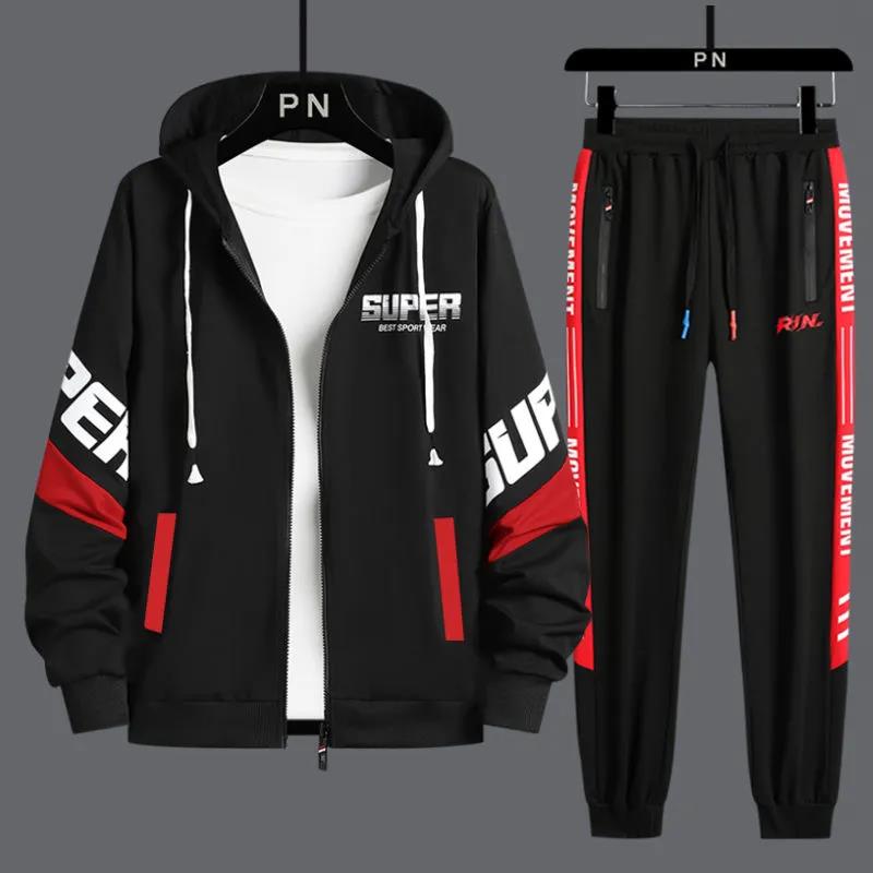 Spring & Fall Men Sweater Suit Casual Hooded Cardigan School Trend Sports Suit Sportswear for Teen Student
