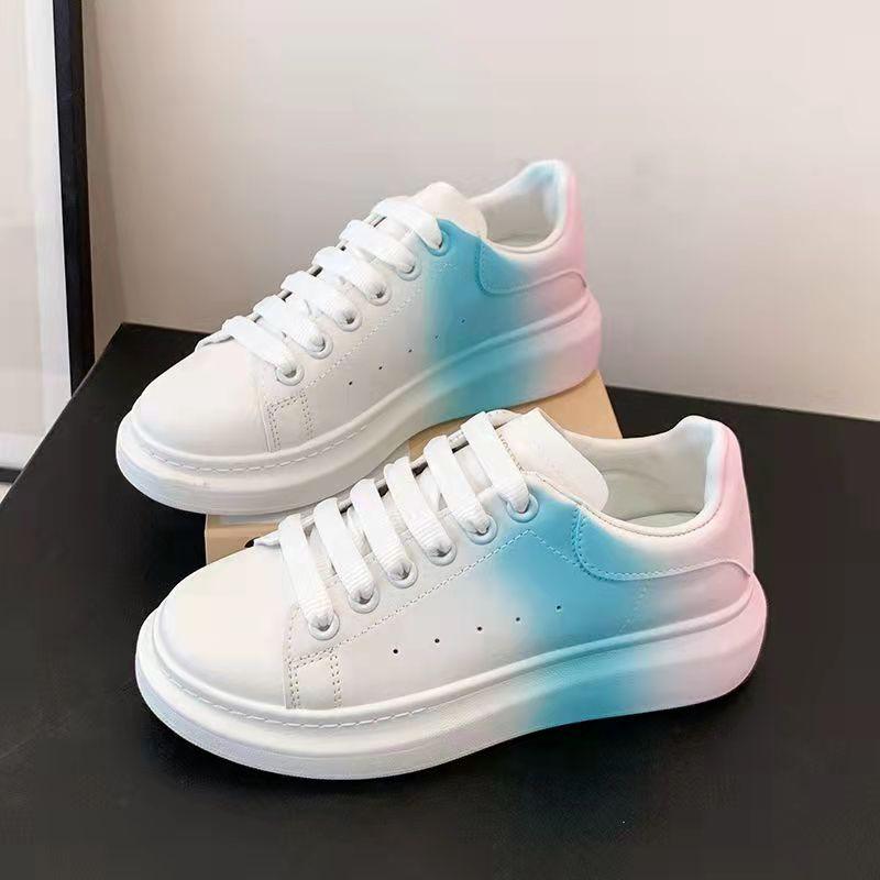 Female Gradient Color Small White Shoes Ladies Personality Casual Shoes Spring and Autumn Students Korean Version All-match Thick Bottom Shoes