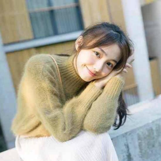 Pofulove Mink Fur Turtleneck Knitwear Skin-friendly Loose Pullover Sweater Chic Knitting Top