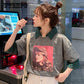 Tops Women Fashion Ladies' fake two-piece shirt T-shirt Patchwork Bandage Casual Blouses