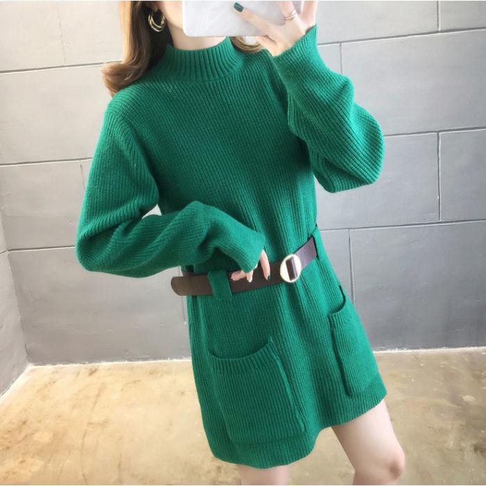 Spring and Autumn Mid-length Sweater Women Loose Outer Wear with Coat and Bottoming Shirt