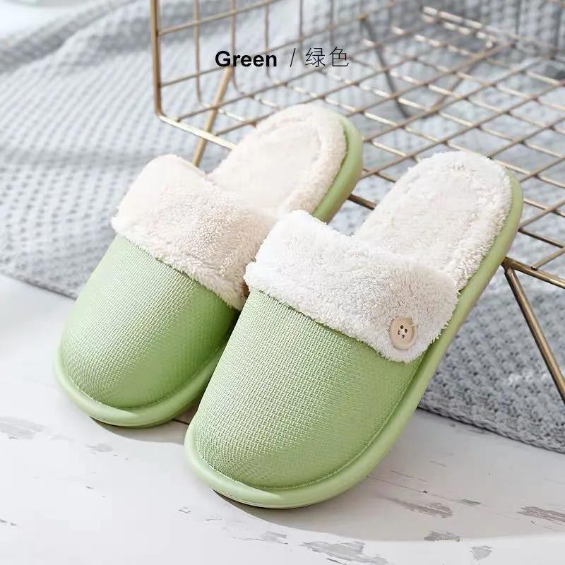 Autumn and Winter Cotton Slippers Indoor Non-slip Soft-soled Shoes Warm Simple Plush Cotton Shoes Removable