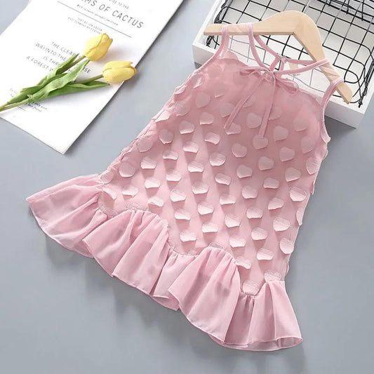 Baby Girl Dress Summer Children Sweet Mesh Skirt 2-5 Years Old Chiffon Sleeveless Princess Skirt Vest Skirt Baby A-line Skirt