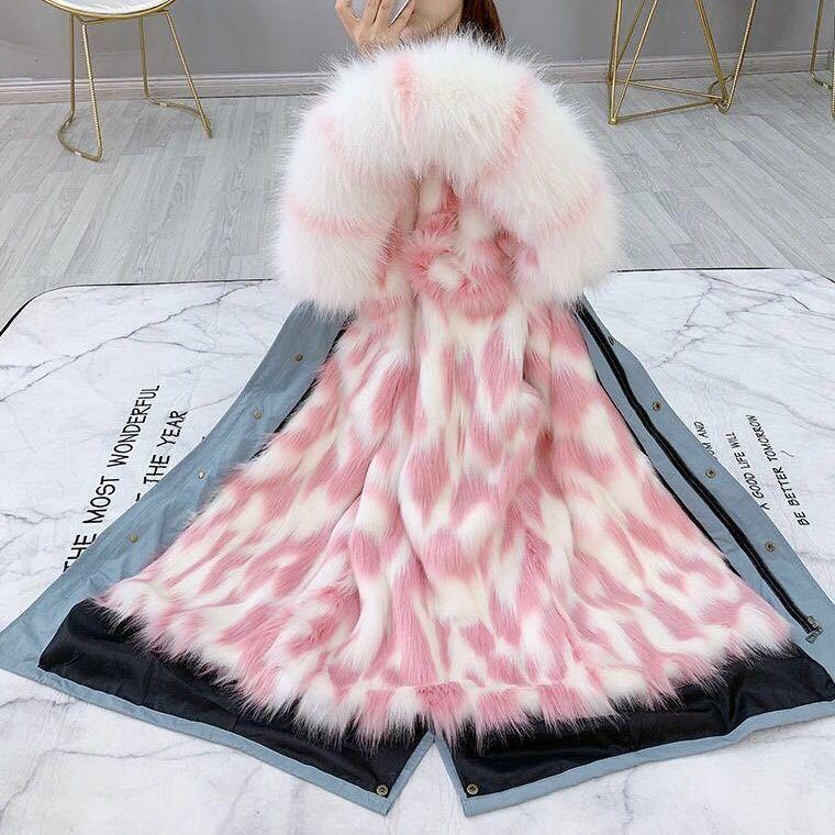 Women's   Faux Fur Lined Parka Long Hooded Parka Jacket with Detachable Liner Drawstring  Faux Fox Fur Coat with Faux Fur Collar Plus Size