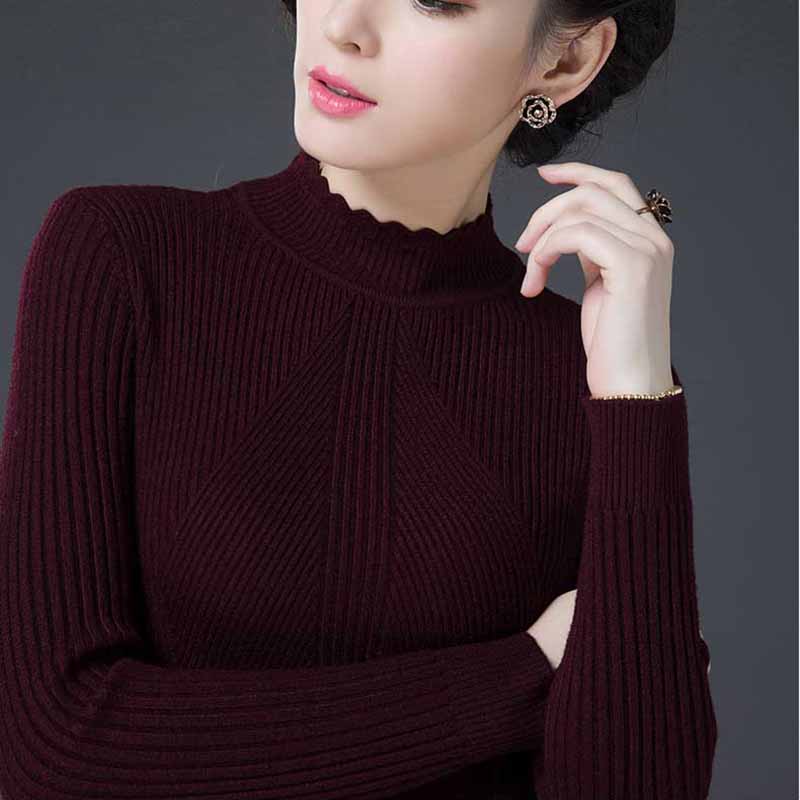Winter Women's Woolen Sweater  Thickened Warm Turtleneck Sweater Slim Cashmere Sweater Jumper Tops