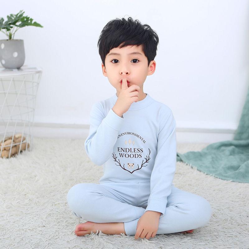Winter Children's Comfortable Thermal Underwear Suit Baby Pure Cotton Self-heating Autumn Clothes Long Trousers