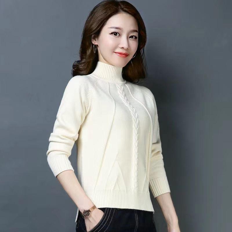 Multi-color Women Skin-friendly Sweater Twist Solid Color Turtleneck Bottoming Knitwear Top
