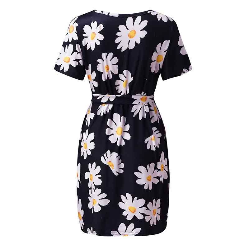 Dress Women's Fashion Temperament Geometric Print Dress Commuter Short Sleeves