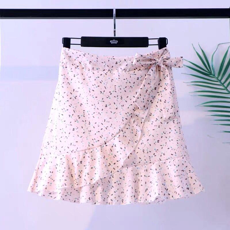 Bohemian Print Summer Skirts Womens Ruffle Floral Short Skirt High Waist Chiffon Beach Mini Skirt