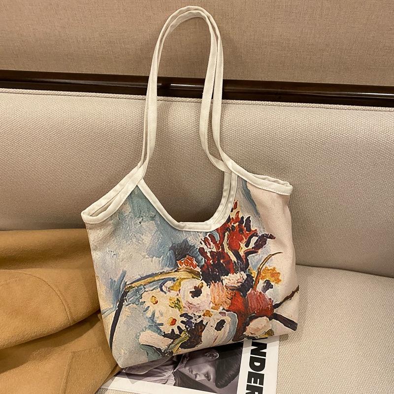 Painting Canvas Bags Casual Large Daily Women Shoulder Tote Shopper Handbag Simple Hobo Bags Funny Comics