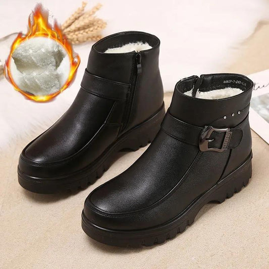 Winter Snow Cotton Shoes Women Plus Velvet Padded Short Boots Non-slip Soft-soled Cotton Boots