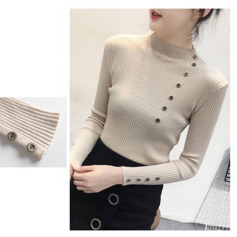 Pofulove Turtleneck Sweater Sweater Pullover Slim Sweater Sweet cute sweater Half turtleneck sweater