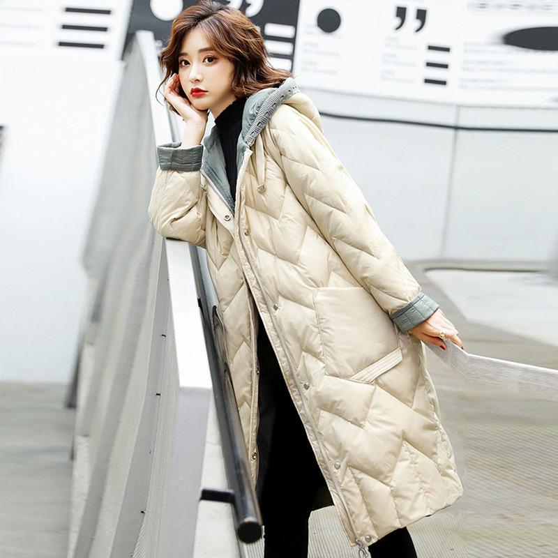 Women's Mid-length Loose and Warm Fashion Jacket Women's Winter Korean Knitted Woolen Hooded Down Jacket