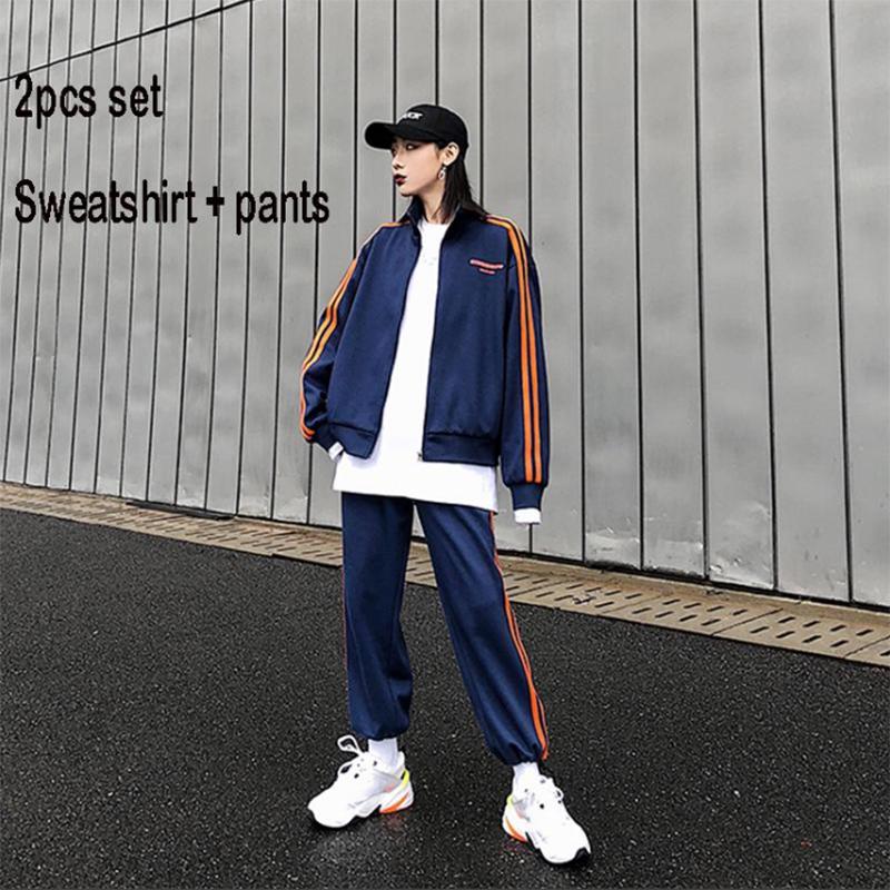 Two Pcs Set Wild Long-sleeved Casual Sweatshirt Set Large Size Spring and Autumn Women's Clothing