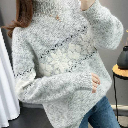 Autumn Winter  Women Fashion Sweater Casual Knitting Sweater Turtleneck  Pullovers Loose Casual Long Sleeve Sweater
