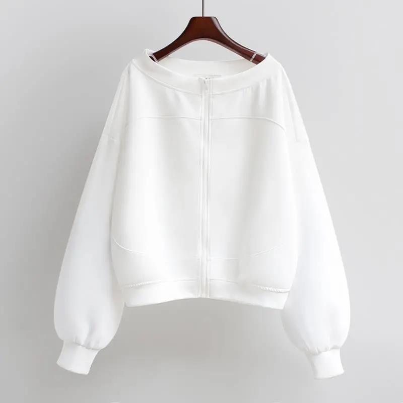 Korean Version of The Shoulder Shirt Short Long-sleeved Sweater Female Jacket Loose Lazy