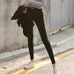 Fleece Thickened Imitation Jeans Women's Winter Bottoming Outer Wear Warm Pencil Feet Pants Solid Color High-waist Leggings