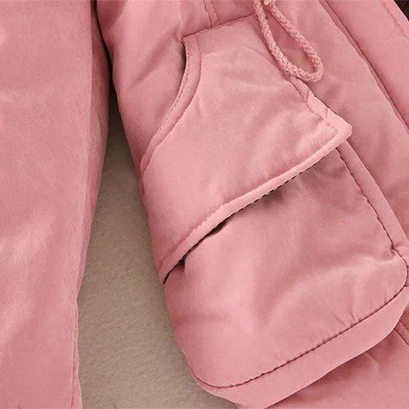 Women Hooded Warm Winter Coats Faux Fur Lined Parkas Lamb Cotton Padded Female Hairy Collar