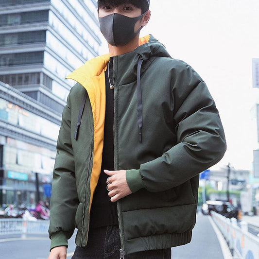 Fashion Men's Cotton-padded Winter Tight-fitting Jacket Short Down Padded Jacket Warm Youth Jacket