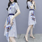 Striped Shirt Chiffon Female Dress A-line Printed Skirt with Waist and Thin Temperament