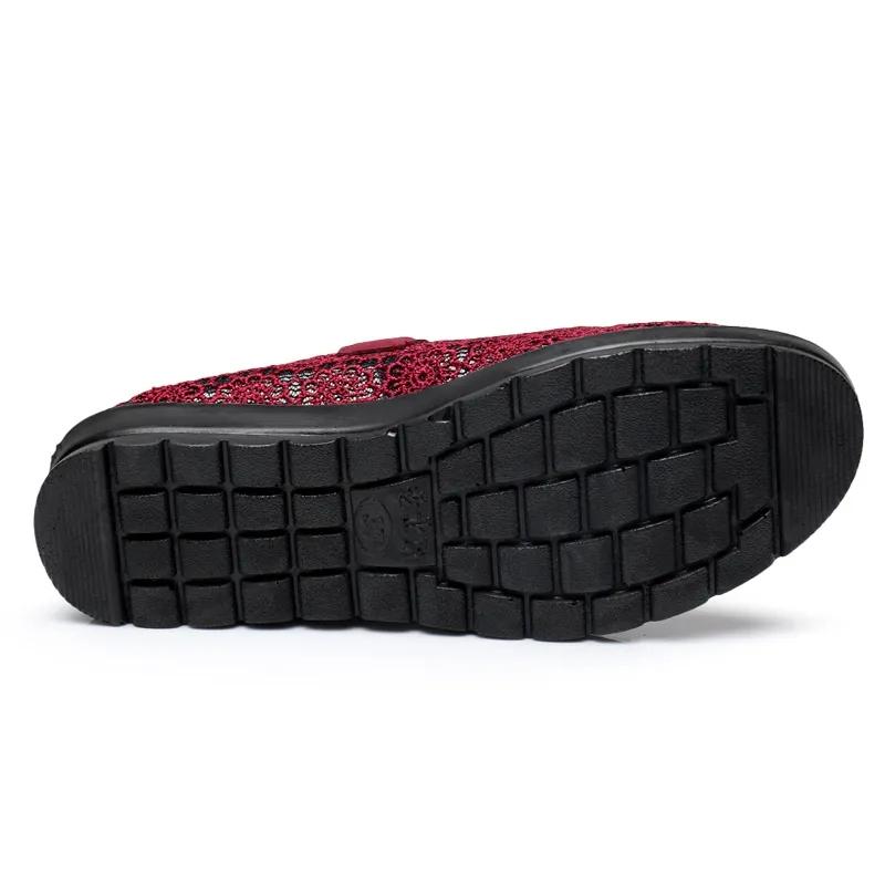 Female Spring Solid Color Soft Sole Flat Hollow Out Shoes Women's Summer Large Size Breathable Mesh Shoes