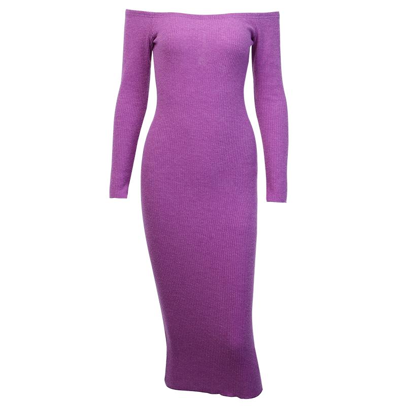 Solid Color Sexy One-shoulder Temperament Thin All-match Ribbed Hip Dress Women