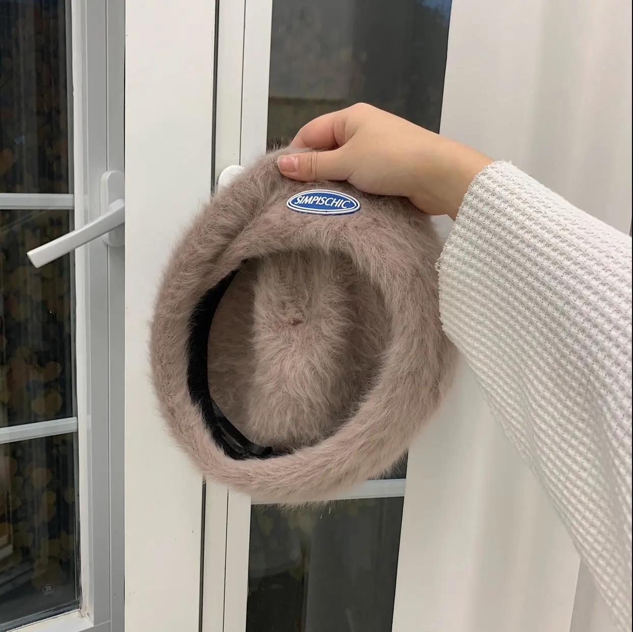 Winter Korean Fashion Sweet Rabbit Fur Beret Hat Women's British All-match Painter Hat