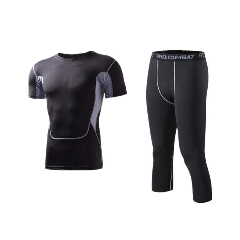 Men's Fitness Suit Stretch Fitness Clothes Outdoor Running Sports Tights Training Clothes