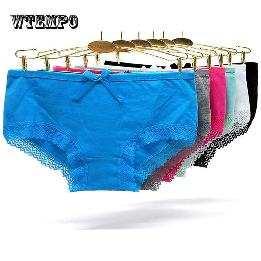 WTEMPO 6 Pcs/Lot Sexy Panties Women High Quality Cotton Fashion Floral Lace Intimates Line Underwear