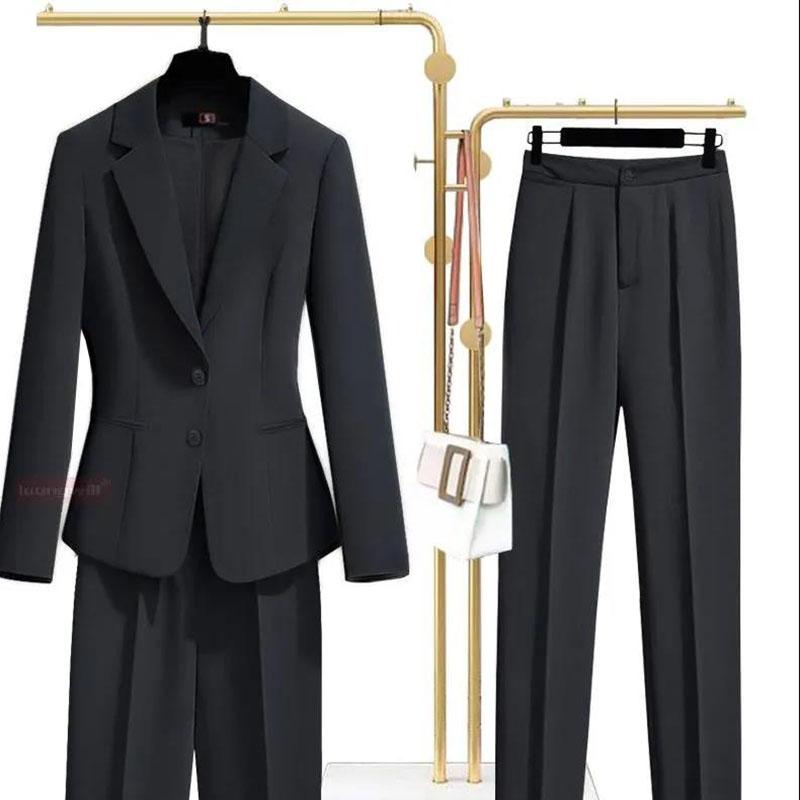 Professional Suit Suit Female Temperament Solid Color Jacket Tooling Korean Version Single-breasted Suit Two-piece Slim Work Clothes