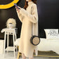 Autumn and Winter Imitation Mink Velvet Sweater Skirt Women Long Section Over The Knee Lazy Wind Half High Neck Bottoming Dress Women