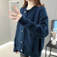 Autumn and Winter Cardigan Casual Jacket Fashion Knit Solid Color Sweater Loose-fitting Ladies Jacket