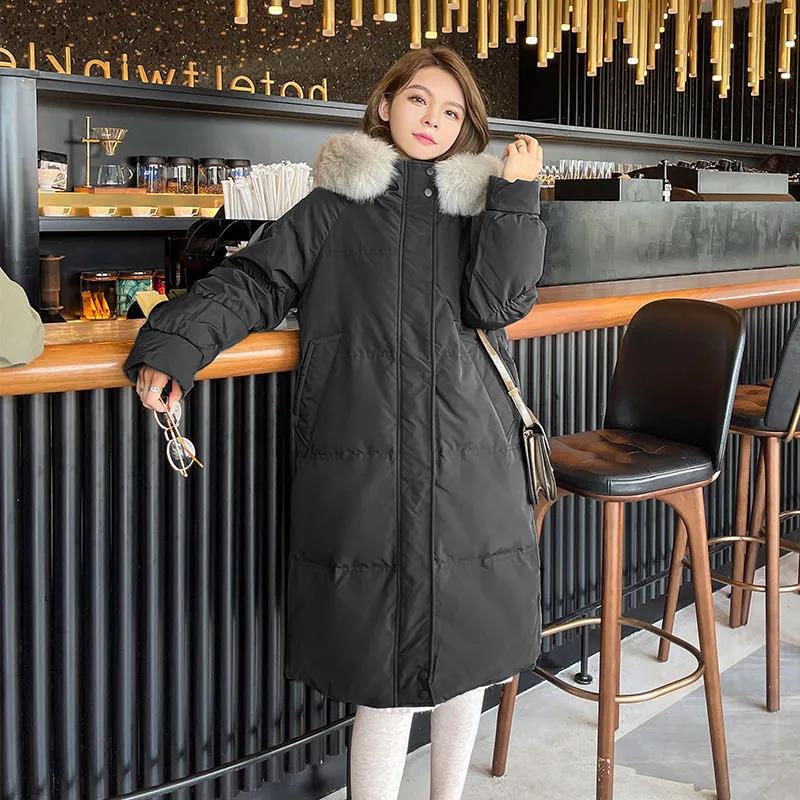 Down Jacket Ladies Winter Mid-length 90 White Duck Down Korean Thickened Net Red Jacket