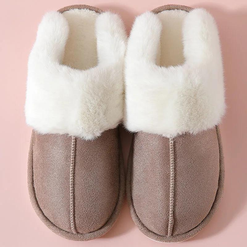 Plush Warm Home Flat Slippers Lightweight Soft Comfortable Winter Slippers Women's Cotton Shoes Indoor Plush Slippers