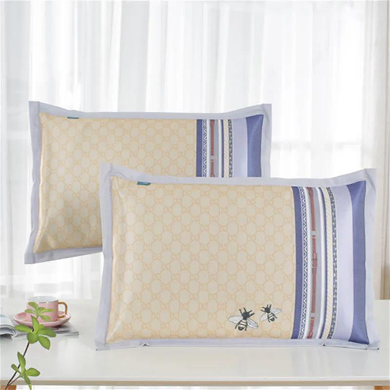 Summer Cool Ice Silk Pillowcase Single Pillowcase Washable Printing Pillow Dust Cover