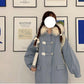 College Style Embroidered Cute Gray-blue Mid-length Cotton-padded Jacket Female Student