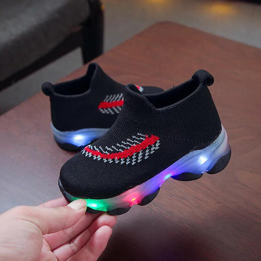 Boys Shoes Spring and Autumn LED Lights Socks Shoes Girls Shoes Sneakers Lights Sports Shoes Luminous Shoes